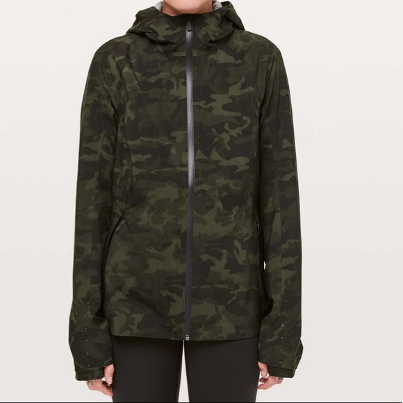 lululemon athletica Jackets & Blazers - Lululemon Rain is Calling Jacket Camo Green size 4